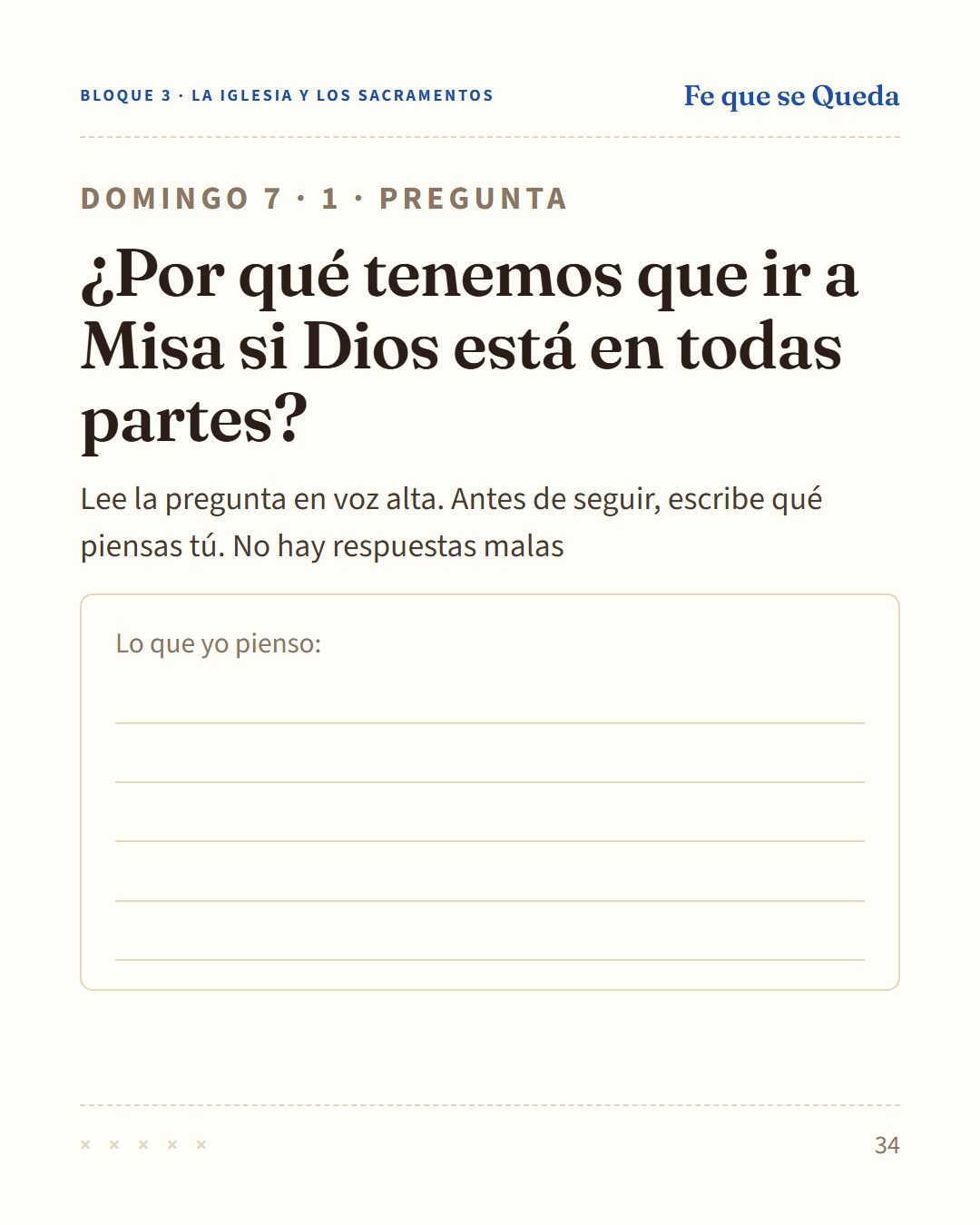 Página de muestra del cuaderno Fe que se Queda