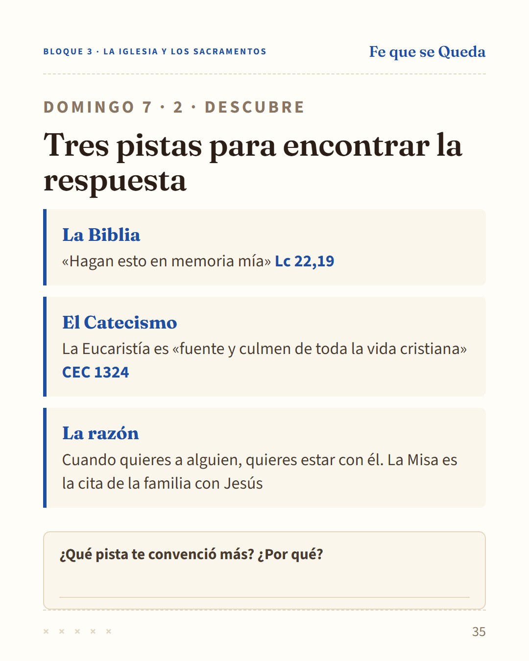 Página de muestra del cuaderno Fe que se Queda