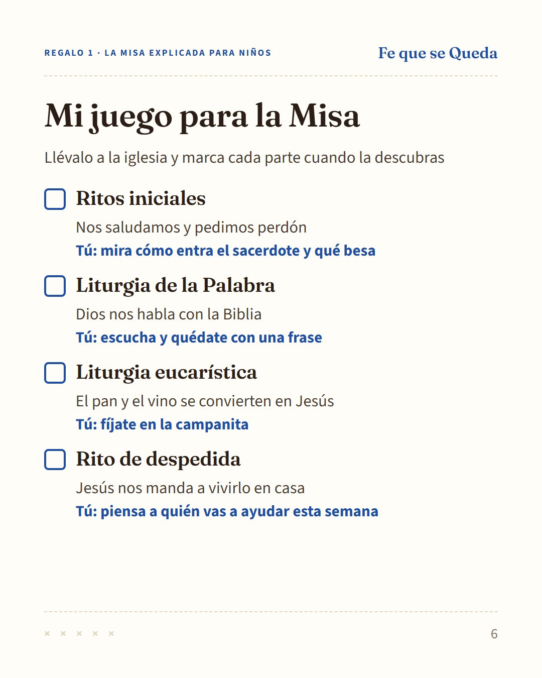 Página de muestra del cuaderno Fe que se Queda